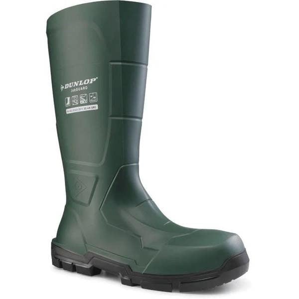 Dunlop JobGuard Acifort Mens Steel Toe/Midsole Work S5 Wellington, green industrial waterproof safety boot with steel toe cap and rugged sole