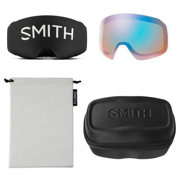 Smith Ski Goggles 4D Mag S 0OR 5T White Chunky Knit ChromaPop Sun Platinum Mirror & CP Storm Blue Sensor Mirror