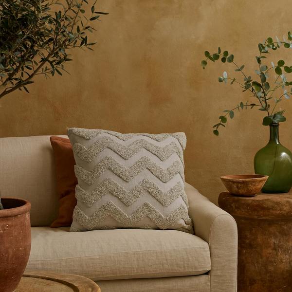 Wyld Haus Set of 2 Nopparat Natural Grey Zig-Zag Cushion