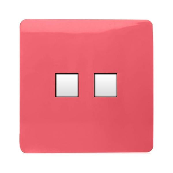 Trendi Switch 2 Gang RJ45 Cat 5e PC Ethernet Socket in Strawberry Red