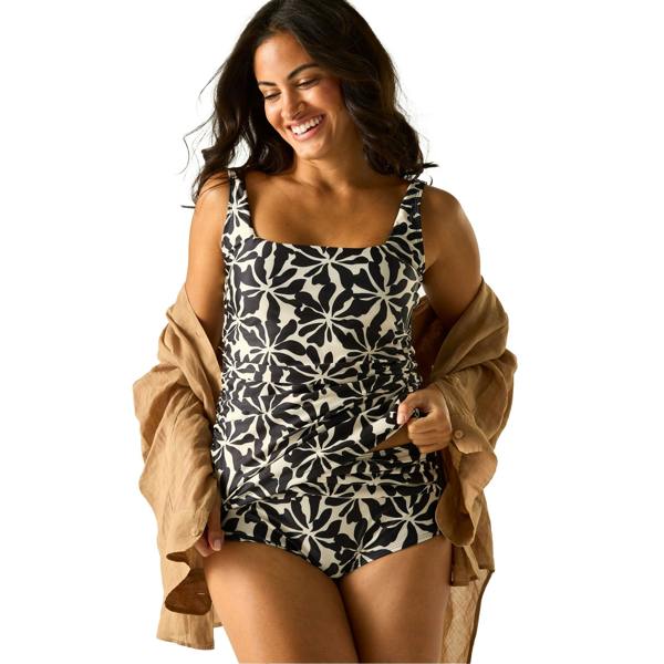 Regatta Womens/Ladies Loria Abstract Floral Tankini Top - Black/White - 