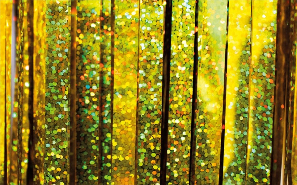 Cheetah Shimmer Tinsel Curtain, 3M x 1M Gold