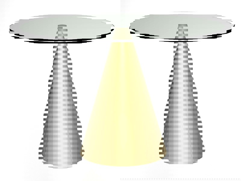 Large Circular Dining Table - Glass Top with Brushed Brass Base - Oscar by Gillmore British Design © GillmoreSPACE Ltd