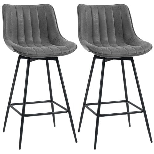 Wyld Haus Pahara Set Of 2 Grey Faux Leather Swivel Bar Chairs