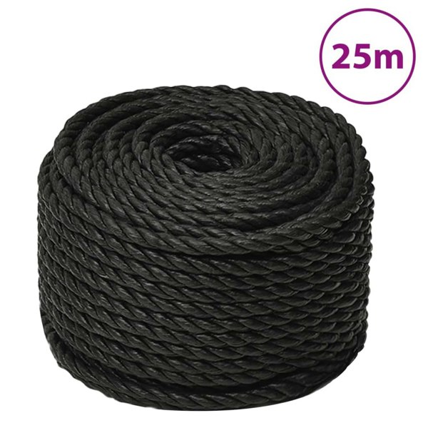 Berkfield Work Rope Black 10 mm 25 m Polypropylene