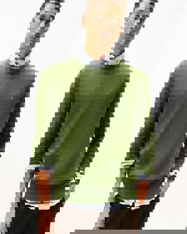 Tommy Hilfiger Essential Cotton Crew Neck Mens Sweatshirt - Mountain Pine - CHO - Designer Mens Sweatshirts