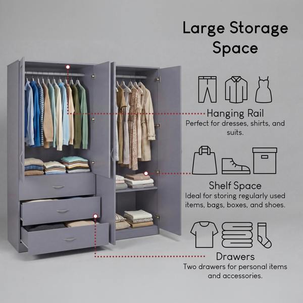 Vida Designs Riano 4 Door 3 Drawer Mirrored Wardrobe