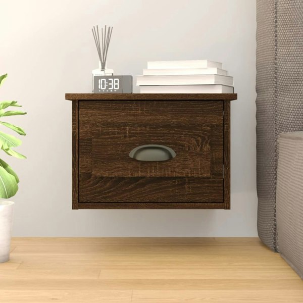 Berkfield Wall-mounted Bedside Cabinet Brown Oak 41.5x36x28cm
