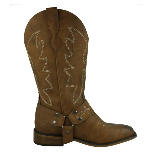 Spot On Ladies Spot On Low Heel Cowboy Boots with Ring Trim Strap F51234