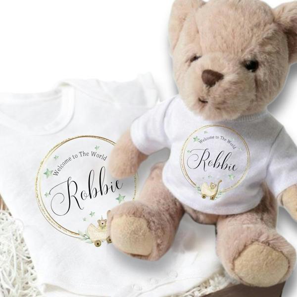 Personalised Welcome to the World Baby Gift Box - Teddy & Vest