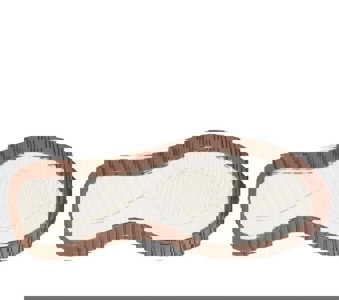 Skechers Bobs Squad 4 Chaos Mens Slip-Ins Casual Trainers, bottom view of the sole showing a brown rim with a textured pattern and a cream-colored midsole with ridges and grooves for grip.