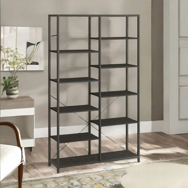 Rafaelo Mobilia 5 Tier Bookcase Display Stand Room Divider Black