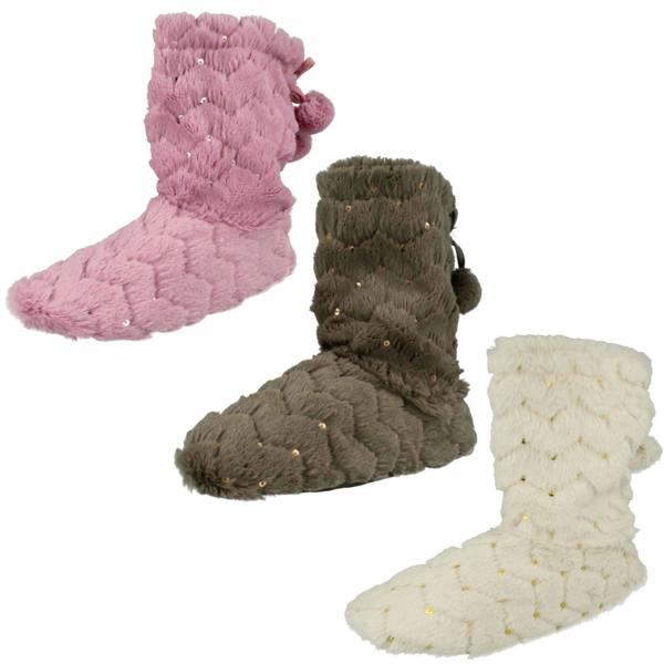 Spot On Ladies Spot On Sequined Slipper Boots