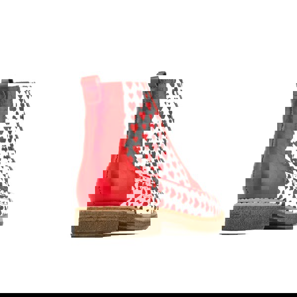 Embassy London Hatter - Love Struck - Women's ankle boot with red hearts print on white leather