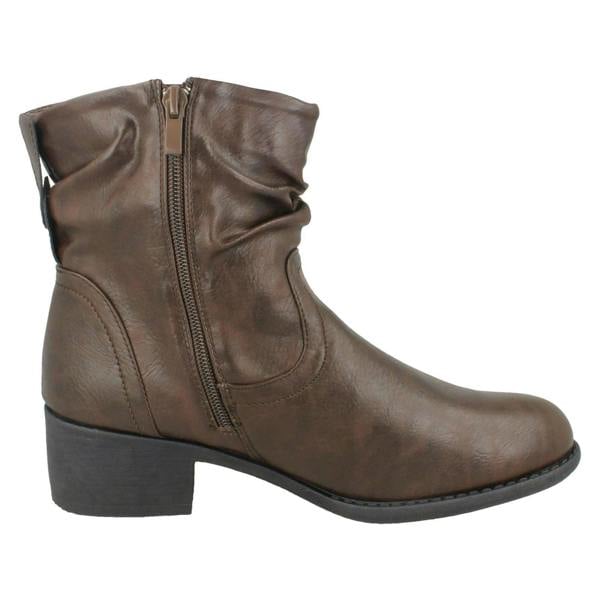 Spot On Ladies Spot On Rouched Ankle Boots