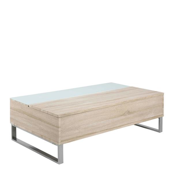 Wyld Haus Salford  Natural Oak Wood and Glass Rectangular Lift Up Coffee Table
