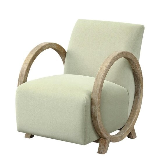 Wyld Haus Aracaju Sage Green Velvet and Oak Ring Armchair