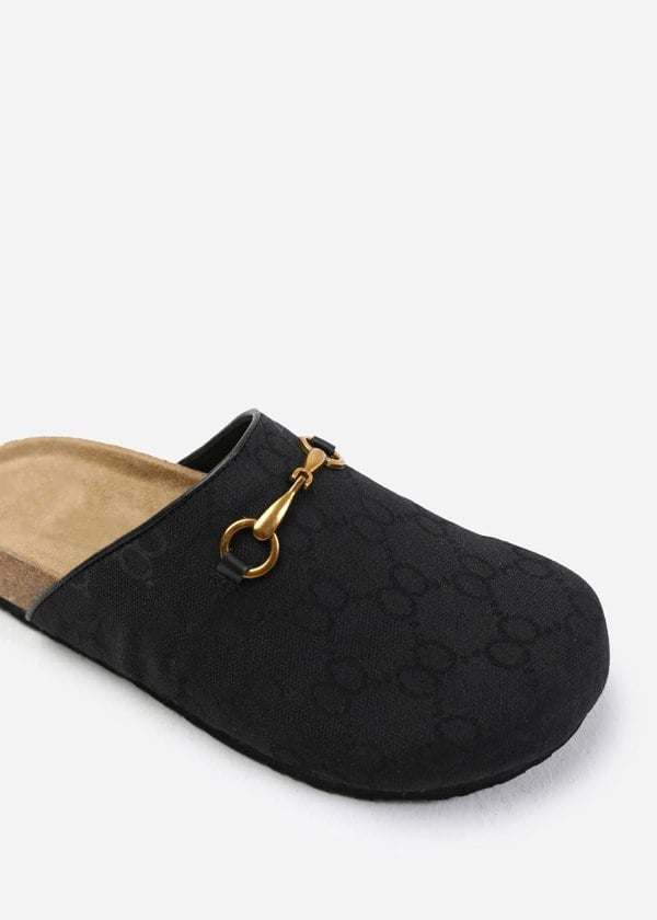 Where's That From Dublin Open Back Slip on Loafer With Gold Detail in Black