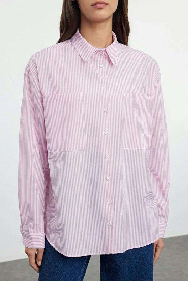 WOVCOR Striped Woven Shirt with Pocket Detail