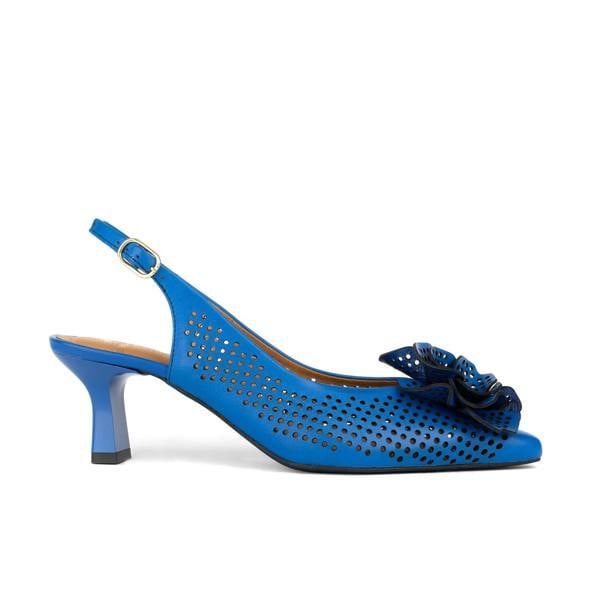 Embassy London Florence - Vibrant Blue - Women's Leather Slingback Heel with Flower Detail