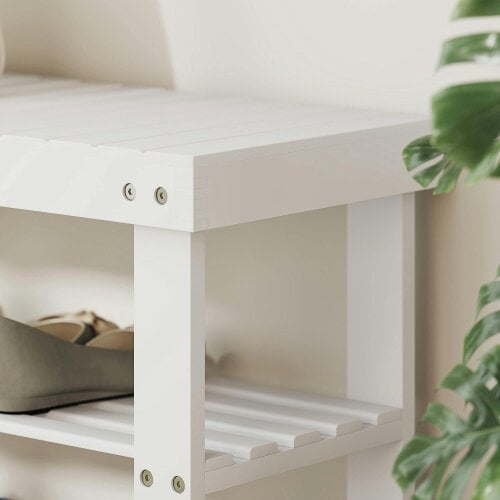 Wyld Haus Riyo White Bamboo 2 Tier Shoe Storage Bench