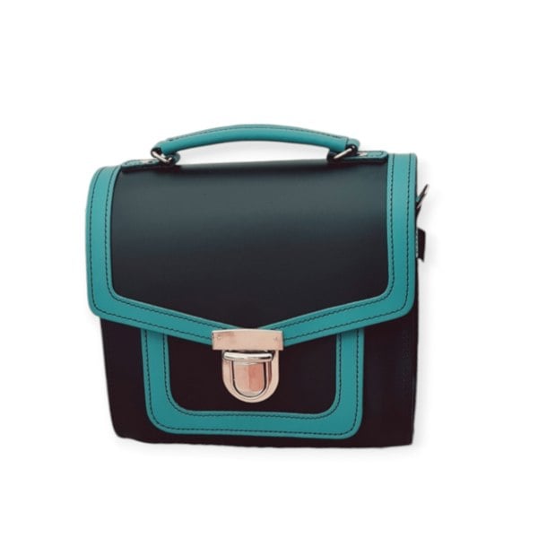 Zatchels Harmony Handmade Leather Sugarcube Plus Handbag - Teal