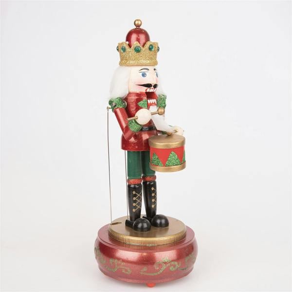 30cm Musical Wooden Nutcracker Soldier Christmas Decoration with Moving Mouth and Wind-Up Music image 5