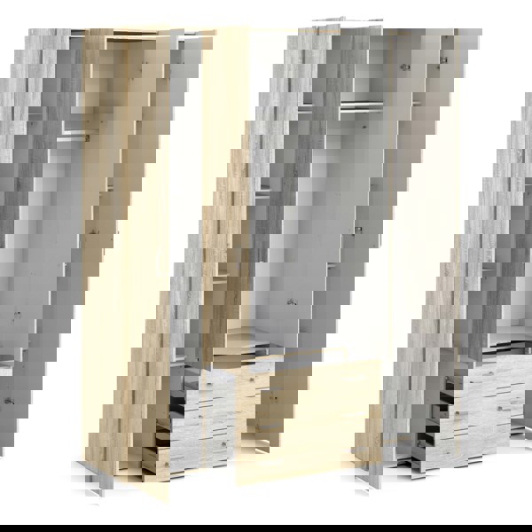 Furniture To Go Space Wardrobe - 4 Doors 3 Drawers in Oak 2000