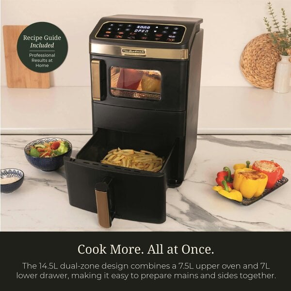 Hamilton Beach Professional DualStack 14.5L Air Fryer Oven - Black & Brushed Brass