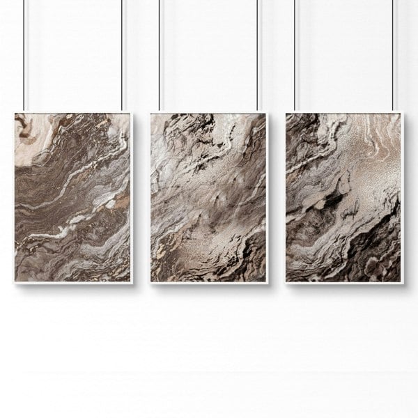 Large wall art living room | set of 3 Marble wall art prints