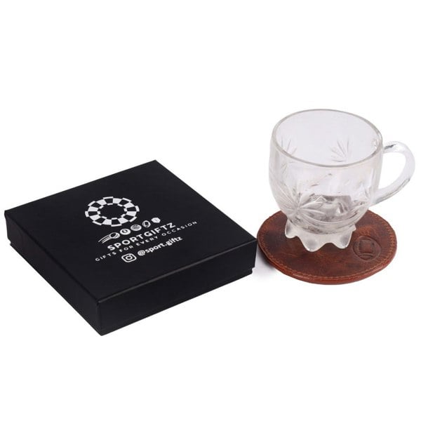 SPORTGIFTZ - Buffalo Leather Coaster | Rugby Ball Stitching | Durable and Elegant Design