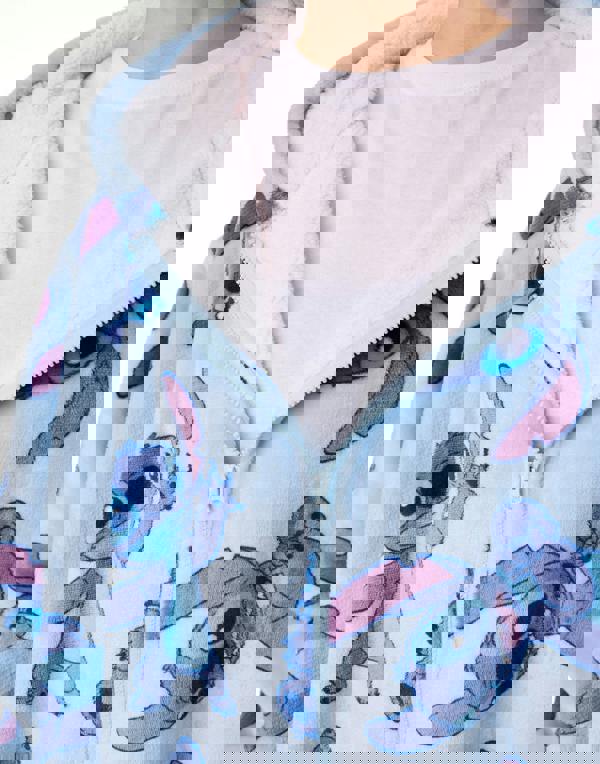 Disney Womens Blue Stitch Character Zip Through Blanket Hoodie (One Size)