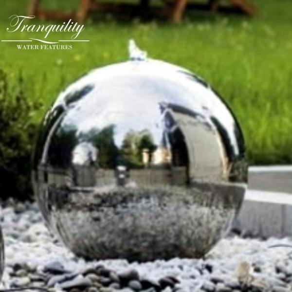 Tranquillity Water Features 50cm Stainless Steel Sphere Modern Metal Water Feature