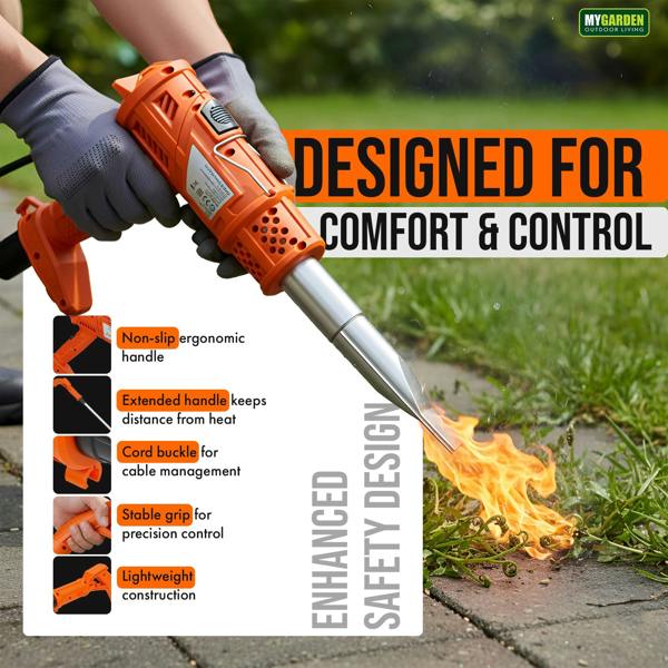 My Garden Outdoor Living My Garden 2000W Electric Weed Burner with 5 Nozzles, 2 Heat Settings, 650°C, 1.8M Cable UK Plug for Patios & Pathways