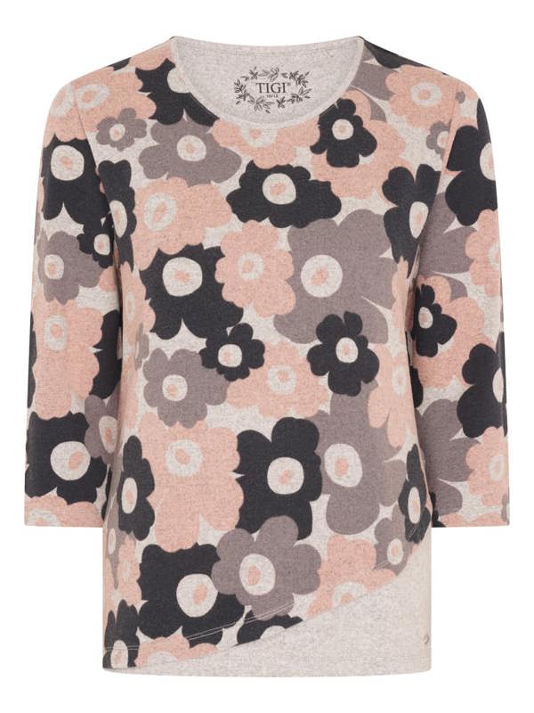 TIGI Floral Print Curve Hem Top