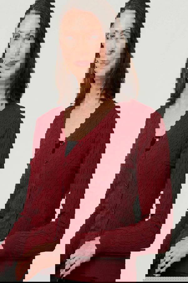 Red | Heart Textured Slim Long Sleeve Cardigan