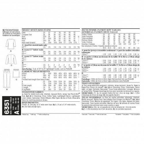 New Look Sewing Pattern 6351, Jackets, Trousers, Skirts, Tops for Women, A (10-12-14-16-18-20-22) - Intermediate