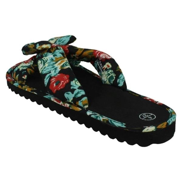 Spot On Ladies Spot On Flower Design Mules Floral Mule F00425