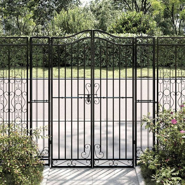 Berkfield Garden Gate Black 121x8x150 cm Wrought Iron