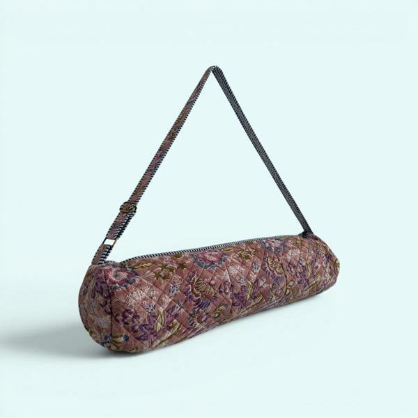 Hayley & Co Yoga Mat Bag | Brown, Blue and Lilac Floral Print