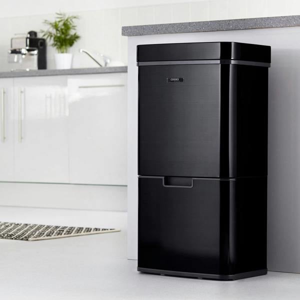 Cooks Professional 75L Sensor Recycling Bin with Food Caddy | Black