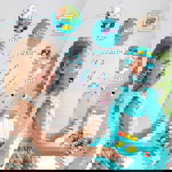 deAO Toys Blowing Ball Frog Piano Toy for Toddlers, Educational Musical Keyboard with Lights & Sounds