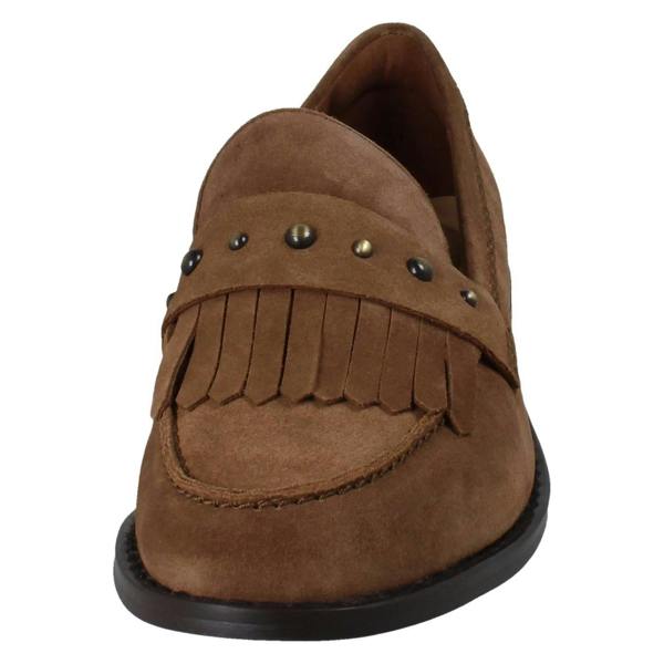 Clarks Ladies Clarks Suede Stud Detailed Loafers Hana Loafer
