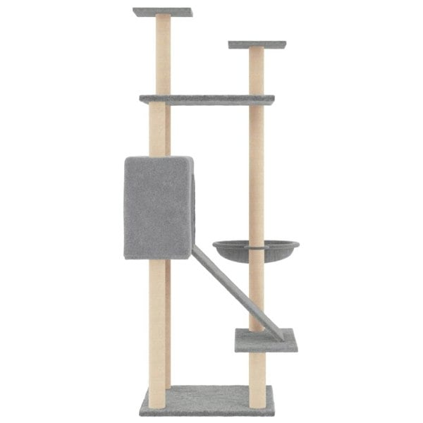 Berkfield Cat Tree with Sisal Scratching Posts Light Grey 153 cm