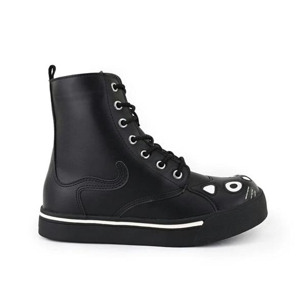 TUK Footwear TUK Women's Kitty Black Vegan Leather Combat Sneaker Boots - A6570L