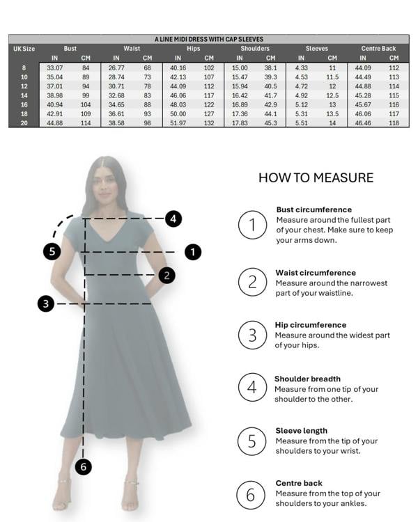 HotSquash A Line Midi Dress with Cap Sleeves