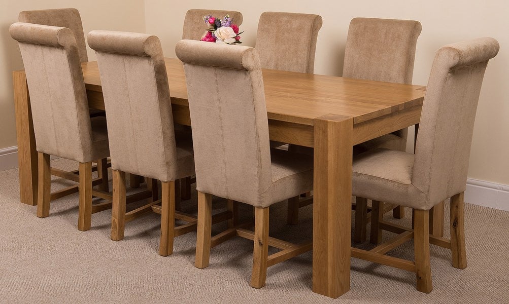 That's Furniture Kuba Extra Large Oak Dining Table with Washington Fabric Chairs