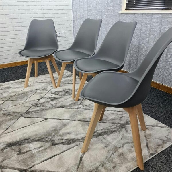 Kosy Koala Dining Chairs Set of 4 Grey Plastic Kitchen Table Dining Room Furniture