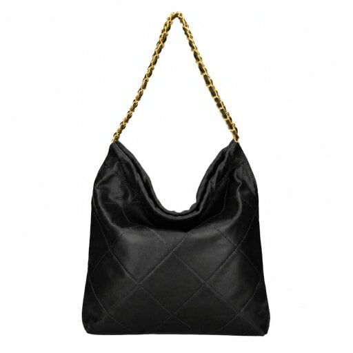 Scott-Samuel Quilted Leather Bag with Chain Strap - Black with Gold Hardware