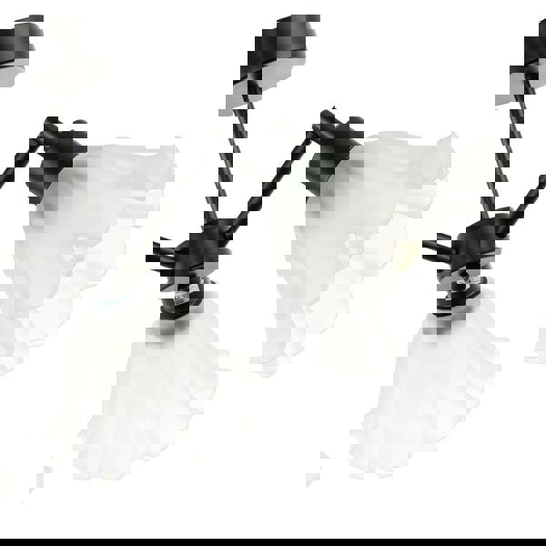 Traditional Black Ceiling Light with Frosted Scallop Glass Shades Image 5